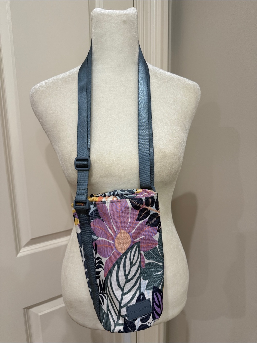 Vera Bradley Floral  Crossbody Water Bottle Sling Bag - Purple Multi